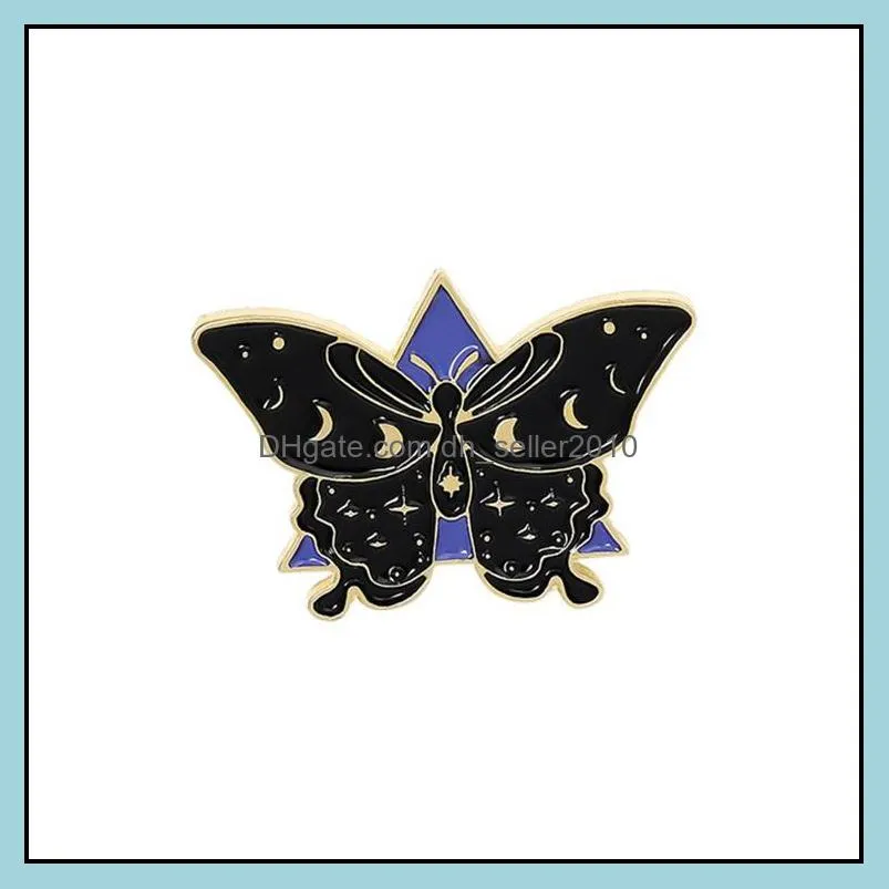 Pins broches op maat gemaakte vlinder bk email pins sterrenheme sky moon creativiteit sieraden hard broches dames broche 1165 d3 drop levering dhhra