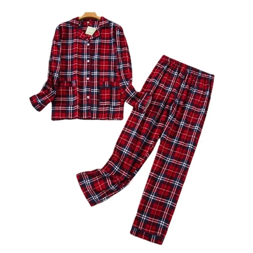 Vêtements de nuit pour femmes Pyjamas pour femmes Plus Taille S-XXXL Vêtements Dames Flanelle Coton Home Wear Costume Automne Hiver Pyjamas Plaid Imprimer Sommeil Tops 220913