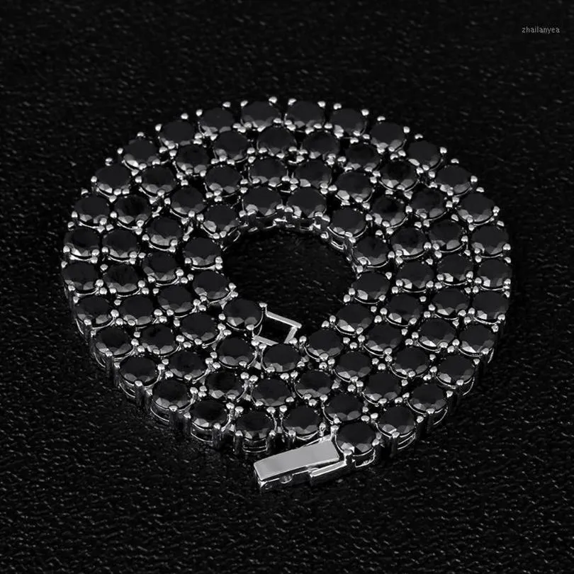 Dnschic Iced Out Tennis Necklace 5mm witgouden kettinglijn met zwarte cz voor mannen dames hiphop sieraden rapper street fashion13308