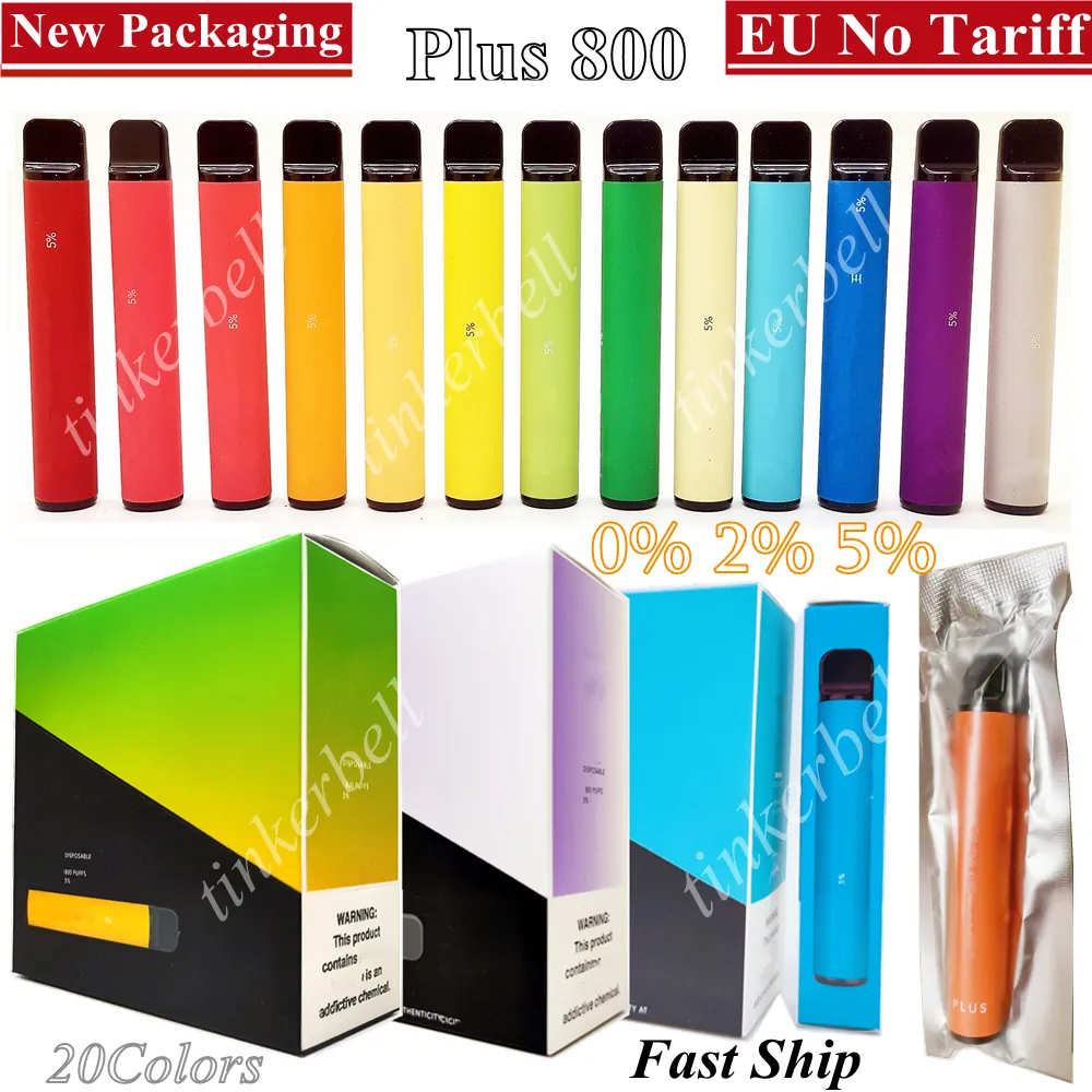 DDP plus 800 elektroniska cigaretter 5% 2% 0% engångsvapet Pods Nytt paket 20Colors OEM Anpassa vapes Wholesale Hot Bars Vapes Pen Vapors E Cigs