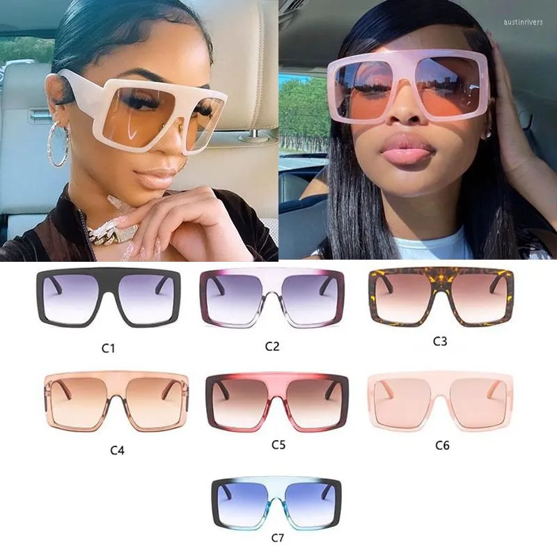 Sunglasses Wholesale Pink Square Oversized Women 2022 Luxury Designer Vintgae Shades One Piece Sun Glasses Men Huge Eyewear