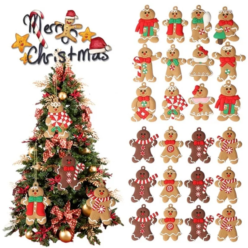 Christmas Decorations Gingerbread Man Ornaments for Tree Tall Gingerman Hanging Charms Ornament Holiday Decor 220914