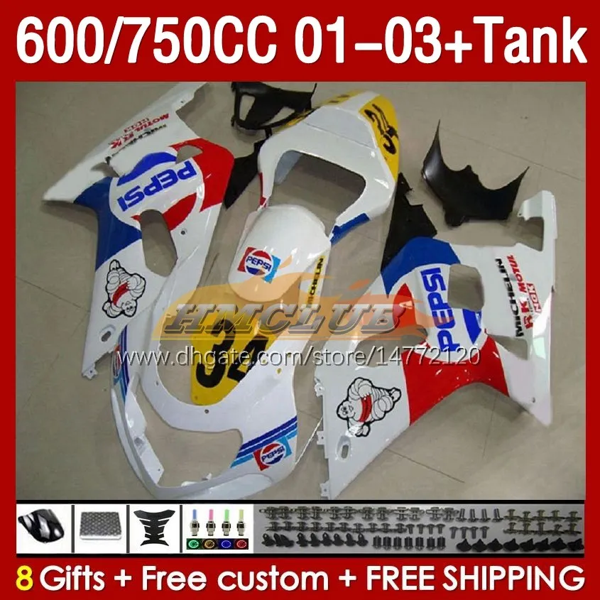 スズキGSXR750 GSXR-750 750CC 1600CC 01-03 152NO.137 GSXR 750 600 CC GSXR600 2001 2002 2003 GSXR-600 01 01 02 03 OEMフェアホワイトグロッシー