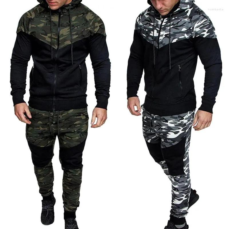 Männer Trainingsanzüge CALOFE 2022 Casual Set Herbst Camouflage Gedruckt Tops und Hosen Männlichen Patchwork 2 stücke Trainingsanzug Sportswear Hoodies anzug