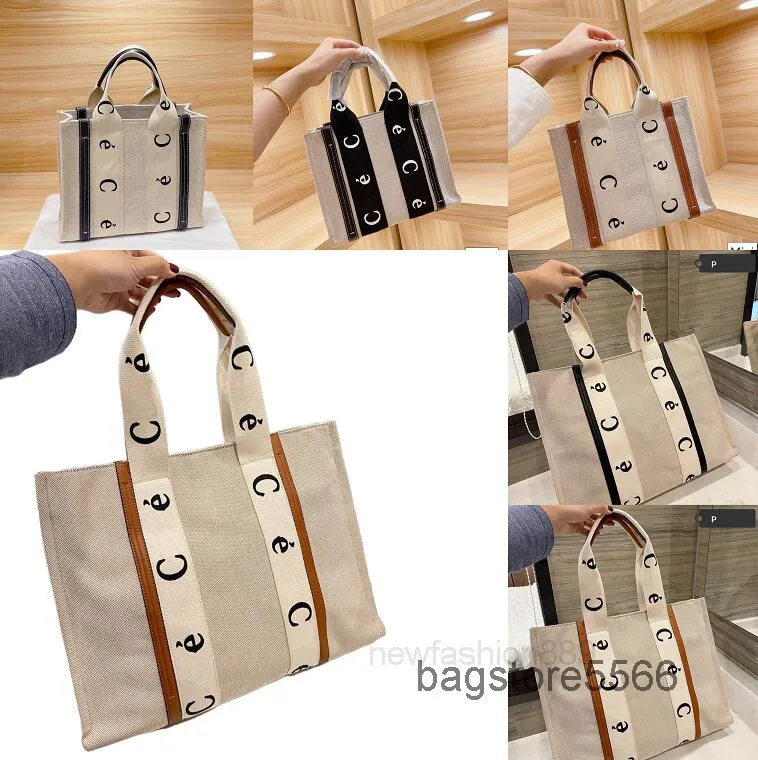 Shopping Bags designer Women Handbags Woody Tote Shopping Bag Handbag Canvas Linen Large Beach Bag Luxury Designer Travel Crobody Shoulder