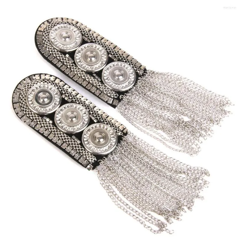 Broches Mode Knop Tassel Chain Epaulette Schouderbord Mark Punk Brochs Badge