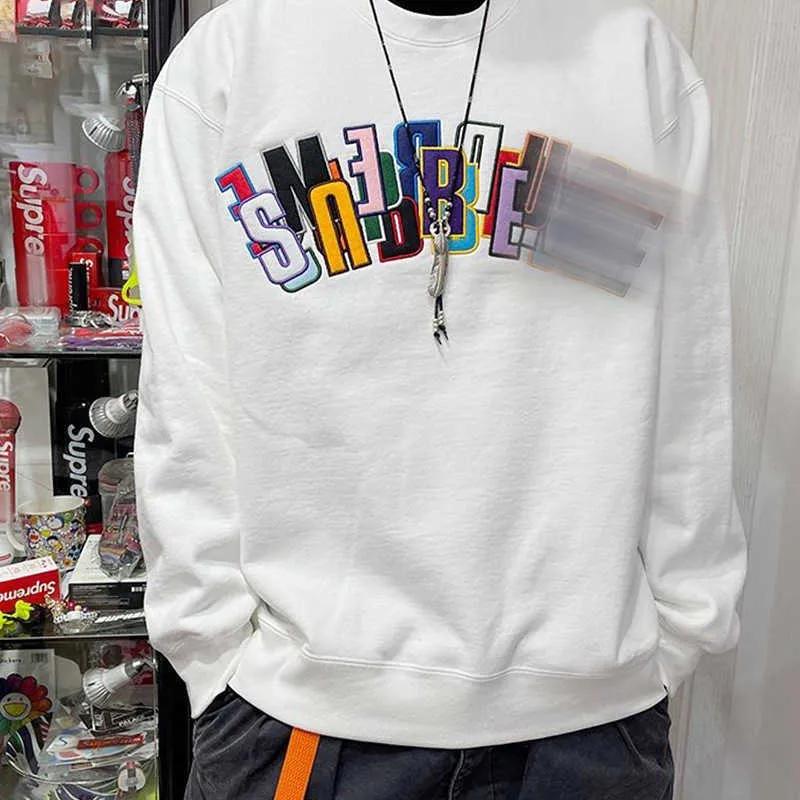 Stacked Crewneck: Soft Plush Sweatshirt With Embroidered Letters  