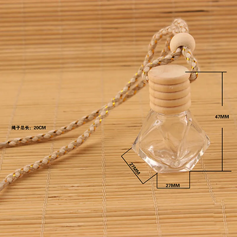 Empty Car Perfume Bottle 6ml Pendant Essential Oil Diffuser Clear Ornaments Glass Air Freshener