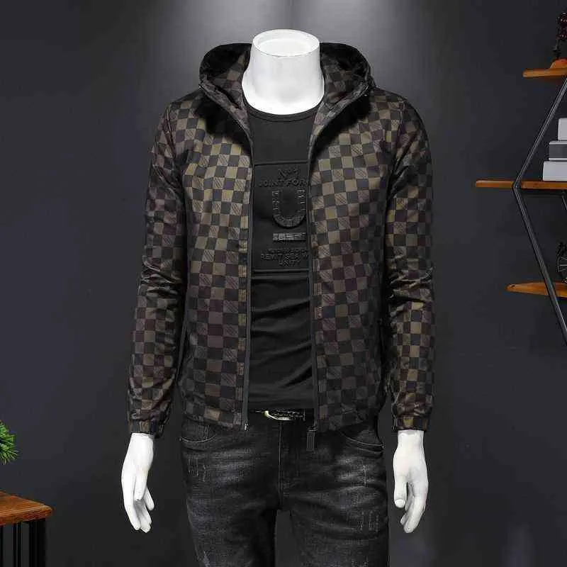 Vestes pour hommes 2022 Nouvelle veste à capuche pour hommes Outwear Marque Vêtements Mode Vintage Bomber Jacket Slim Casual Plaid Baseball Jacket Manteaux M-5XL T220914