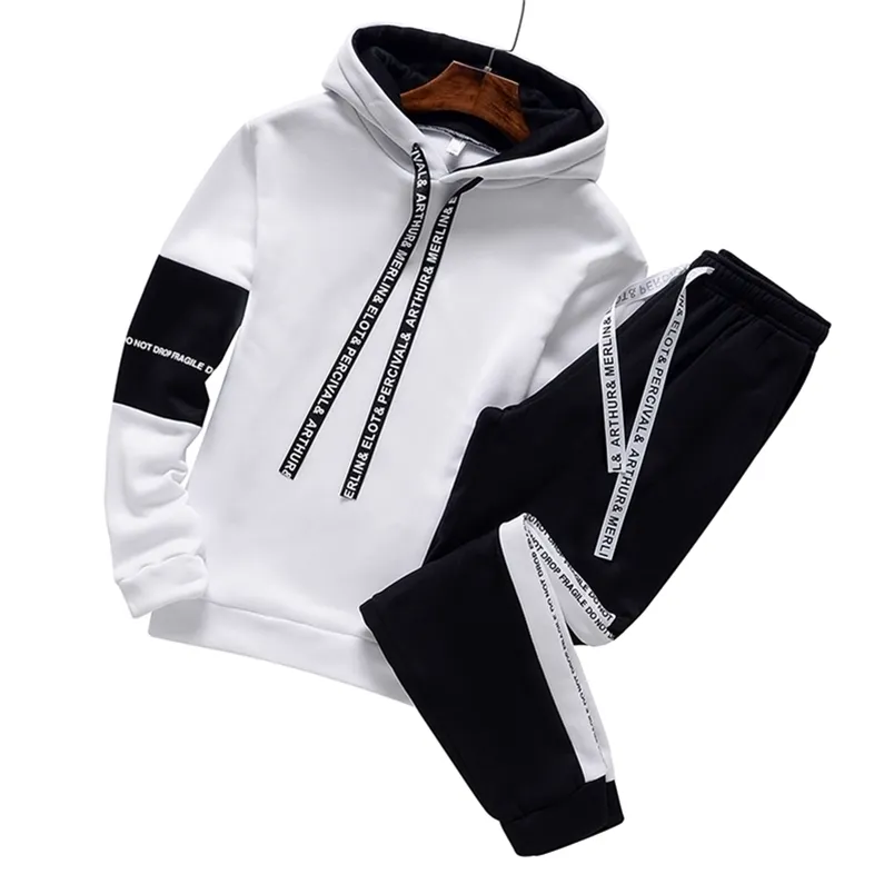 Tracksuits heren heren tracksuit set herfst winter hoodies sweatshirt heren sportkleding sweatshirts sweatpants 2 stuks hiphop pullover hoody 220914