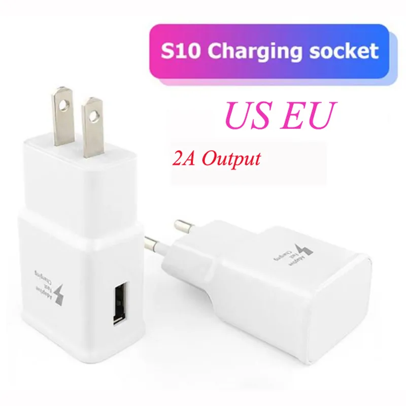 Chargeur rapide mural USB à charge rapide adaptative OEM adaptateur 5V 2A prise US EU pour Samsung Galaxy S20 S10 S9 S8 S6 Note 10