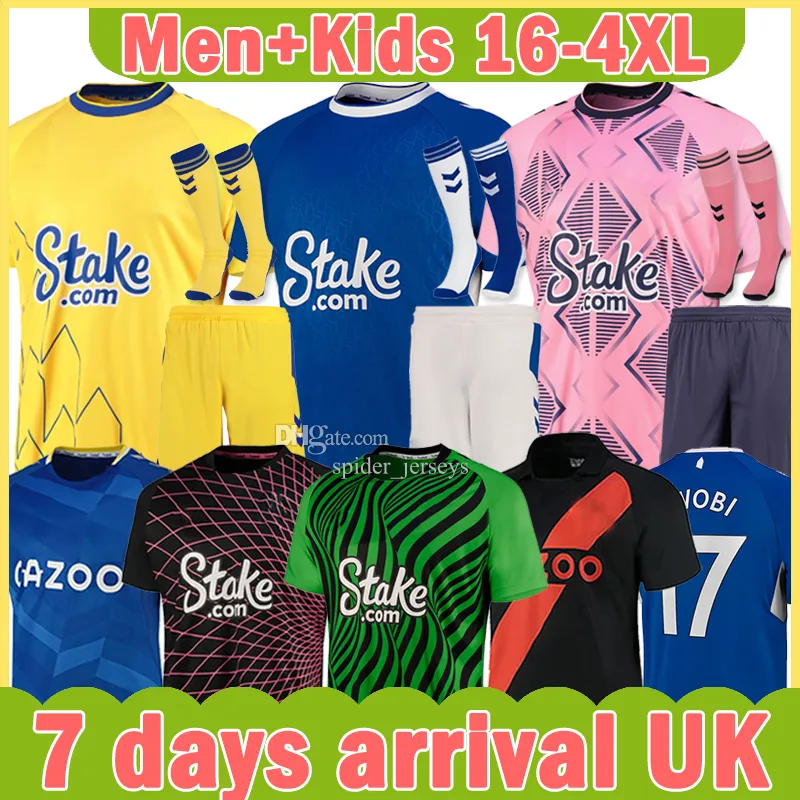 2022 2023 The Toffees Everton voetbalshirts Richarlison Kean James Davies volwassen kinderen kits sokken volledige sets 23 23 thuis weg voetbal shirts thai uniform