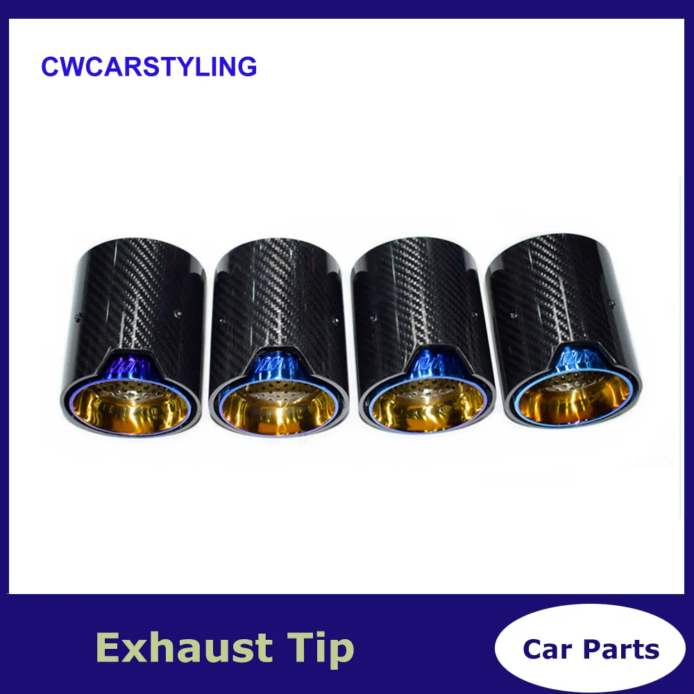 1PCS Blue Exhaust Muffler Tip fit for M2 F87 M3 F80 M4 F82 F83 exhaust modified Suitable cars carbon fiber tail Muffler pipe tips