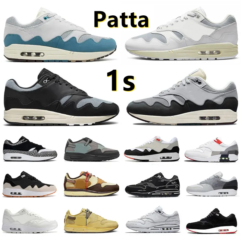 2022 1 87 Män Dam Löparskor 1s Patta Summit Vit Aqua Noise Svart Grå Monark Rödbrun Barock Brun Grottsten Saturn Elefant Herr Sneakers Sport Sneakers