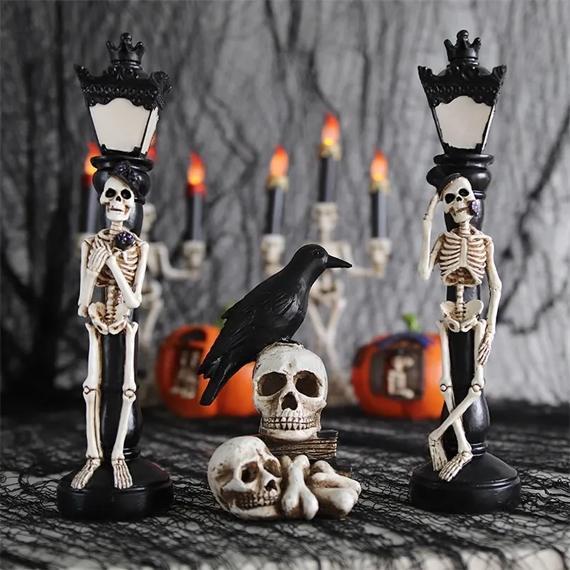 Party Decoration Big Size Horror Halloween LED Simulation Street Light Scary Glow Crow Skeleton Pumpkin Lantern Happy Halloween Party Decor Props 220915