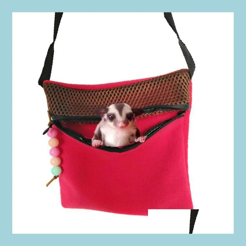 Fournitures pour petits animaux Sac de transport de voyage pour hamster Petits sacs chauds pour animaux de compagnie Cages Portable Slee Bed Mesh Packet Pochette à fermeture éclair pour Drop Delive Dhyzr