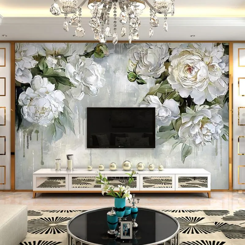 Wayfair Wallpapers 18D Wayfair Wallpaper Oil Painting Style Light Luxury European Flowers Wall ...