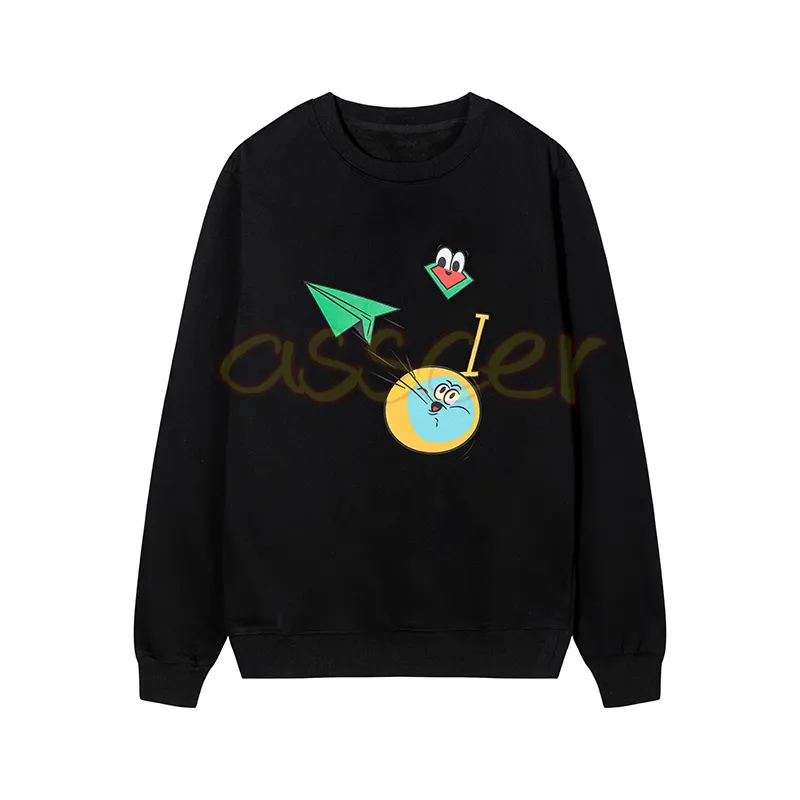 New Fashion Mens Hoodies Couples Little Plane Printed Sweatshirts Round Neck Casual Sweater Asain Size M-2XL