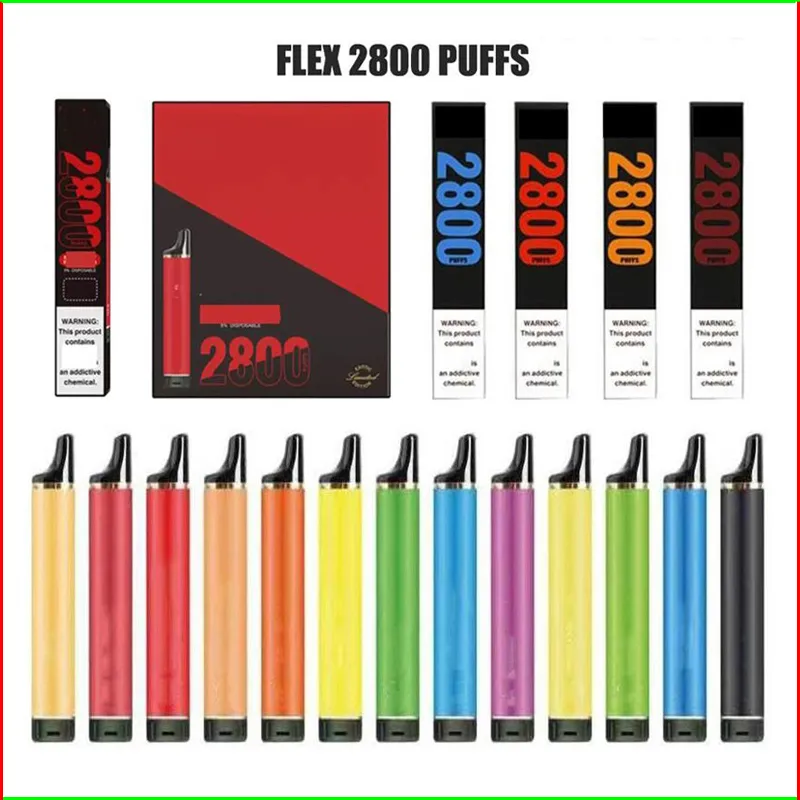 Puff Flex 2800 Puffs Einweg E Cigarette Device Pod Kit 1500mAh Batterie 10 ml vorgefüllte Patronen Pods Vape Pen PK 1600