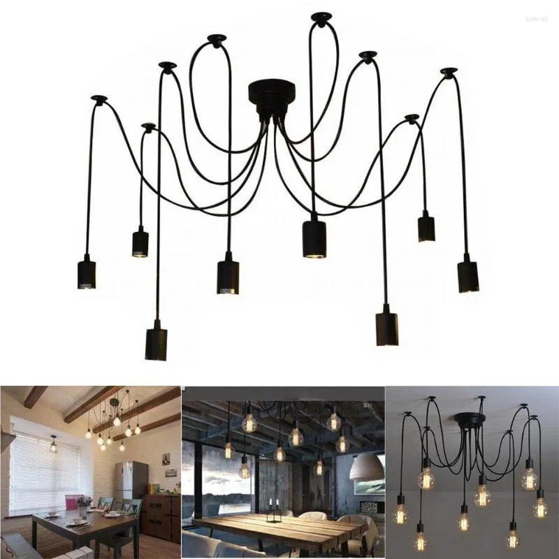 Pendantlampor Style 8 Arms Antique Classic Ajusterable Diy Tak Spider Lamp Light E27 Retro Chandelier Matsal sovrum el