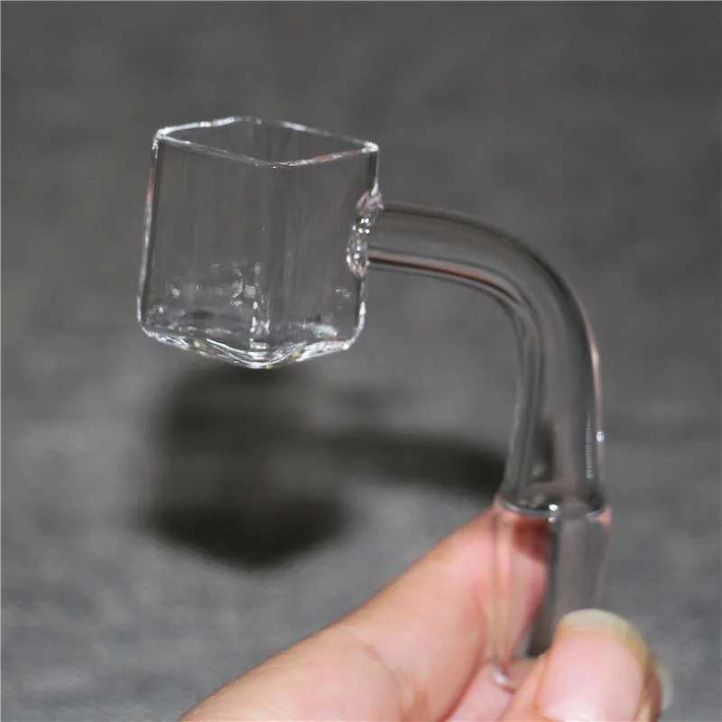 Rökning Sugar Cube Quartz Banger Nail Clear Foint Square Domeless Nails 14mm 10mm Male 2mm Thick Side Dab Rig Glass Ash Catcher