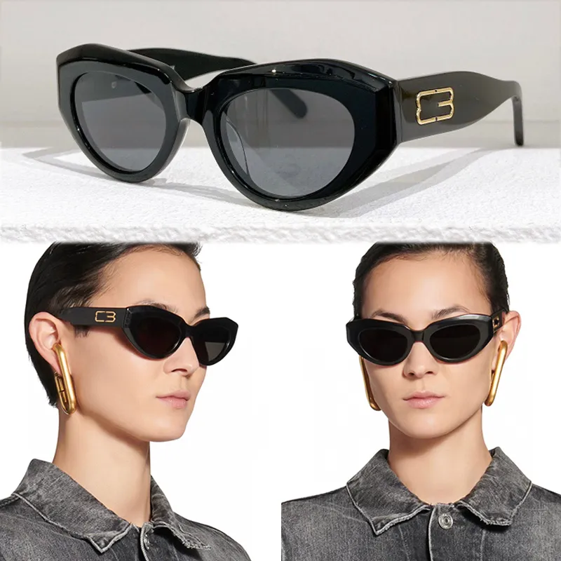 2022 New Designer Rive Gauche Cat Eye Sunglasses Women Men Retro Vintage 0236 Custom Logo Polarized Fashion Brand Shades black acetate Big logo on temples Sun Glasses