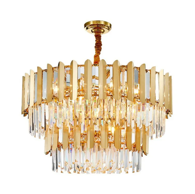 Moderne Runde Kristall Kronleuchter Beleuchtung Luxus Anhänger Licht Für Esszimmer Wohnzimmer Küche Insel Licht Gold LED Lampe Villa