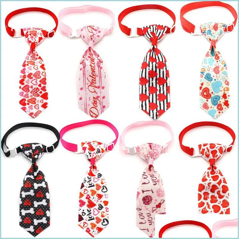 Dog Apparel Valentines Day Pet Dog Tie Love Style Supplies Small Cat Accessories Puppy Bow Neckties Items Drop Delivery 2021 Home Gard Dhrfg