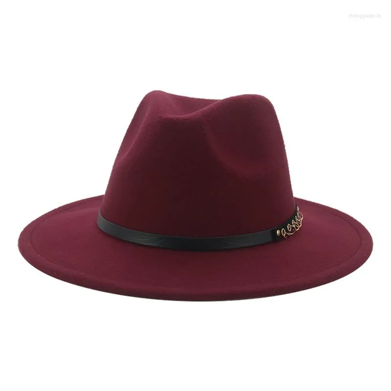 Berets Hat Fedoras Hats for Women Men Insisex ، شعرت بالملحقات الملحقات الصلبة حزامًا غير رسمي أزياء شتاء فيدورا Sombreros de Mujer