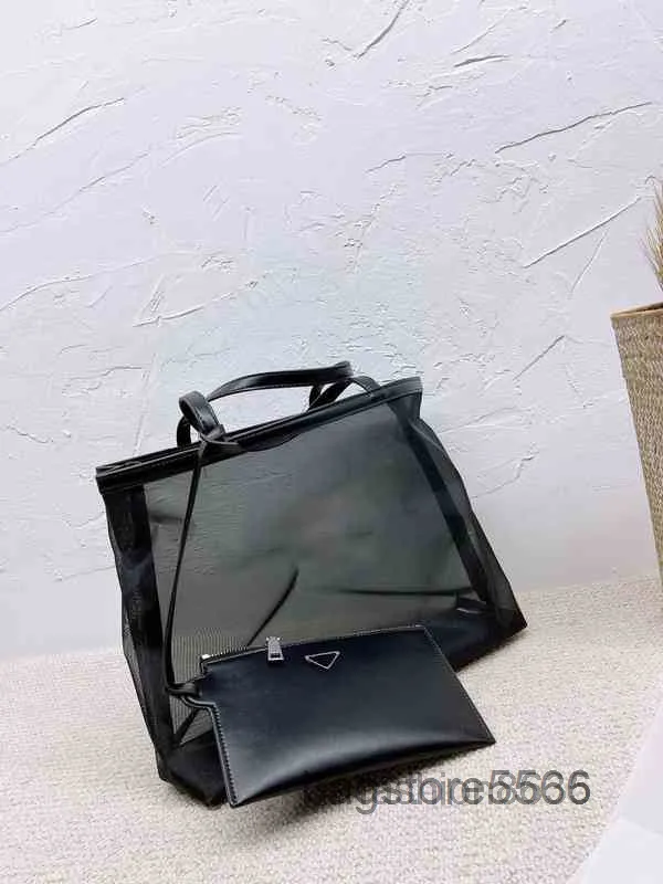 Transparent Capacity Mesh Briefcases Large Mother Bag Beach Wallet for Women Brand Designer Shoulder Clutch Fashion Single Messengers Purse