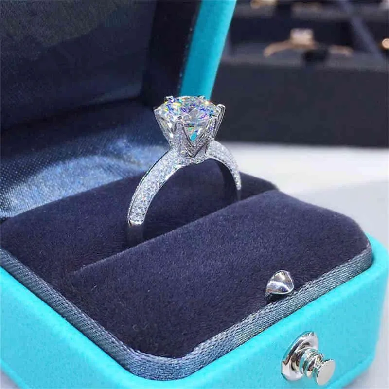 Bague de fête d'anniversaire en diamant Moissanite pour femmes, coupe de qualité D, couleur D, haute clarté, bijoux de luxe en or 18 carats, cadeau 2180, 1CT 3CT 5CT, 2180