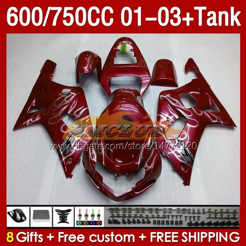 Injection Mold Fairings and Tank for Suzuki GSXR 750 600 2001-2003