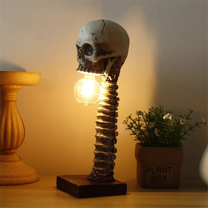 Decora￧￣o de festa Halloween Skull Skeleton Lamp Room Decor Horror 3d est￡tua Tabela Luz Light Ornament Housed House Party Scary Props Home Decoration 220915