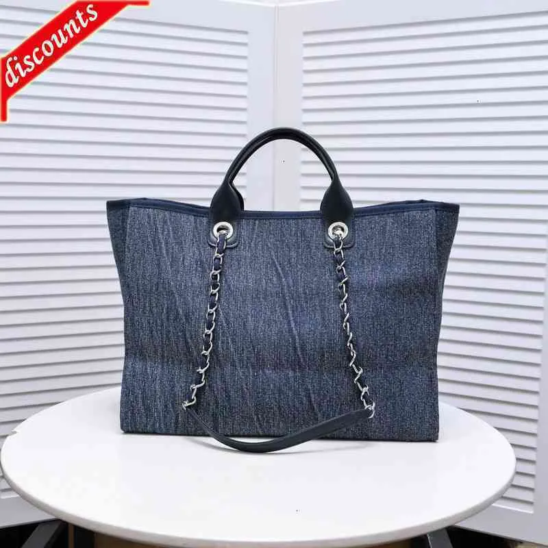 Tasarımcı Çanta Totes Messenger 67178 Lüks Marka Mektubu Tasarım Omuz Zinciri CC Bag Kadın Tuval Denim Jumbo Maxi GST Alışveriş Kuzu Deri Deri Vintage Ekose El