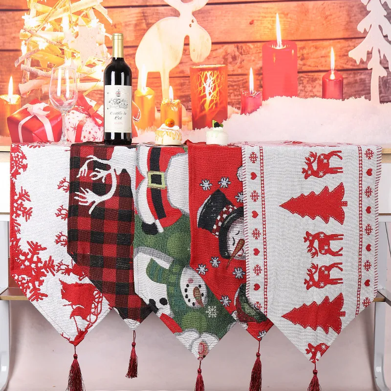 Decorações de Natal 180x35cm Runner Merry Decoration for Home Disposable Ware Xmas Navidad Presente 220914
