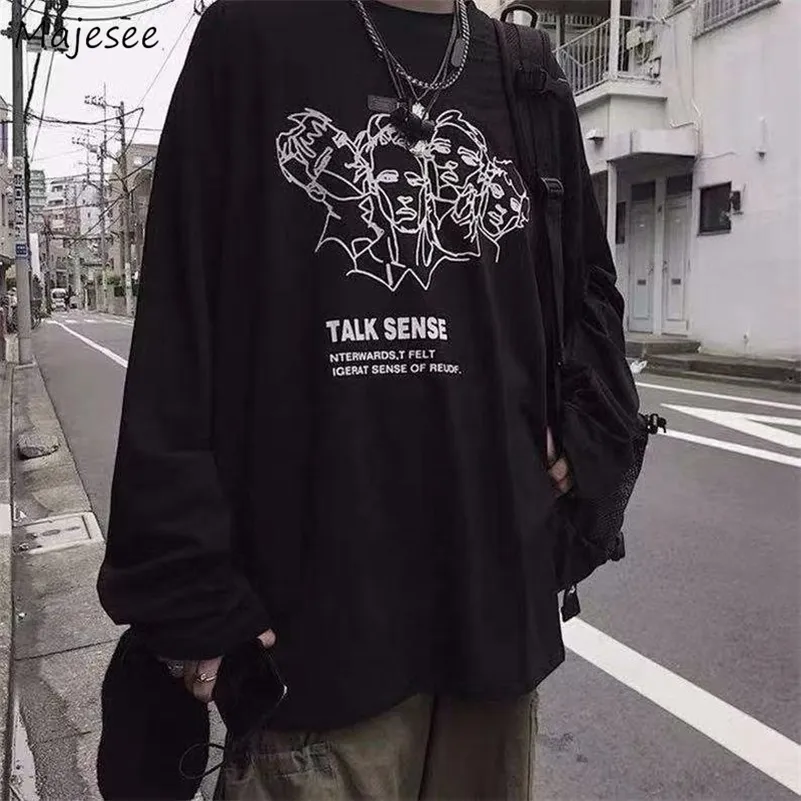 メンズ・Tシャツの男性長袖Tシャツ漫画プリントシックなストリートウェアTシャツティーン・ハラジュクプラスサイズのティーカップルメンズレトロ220915