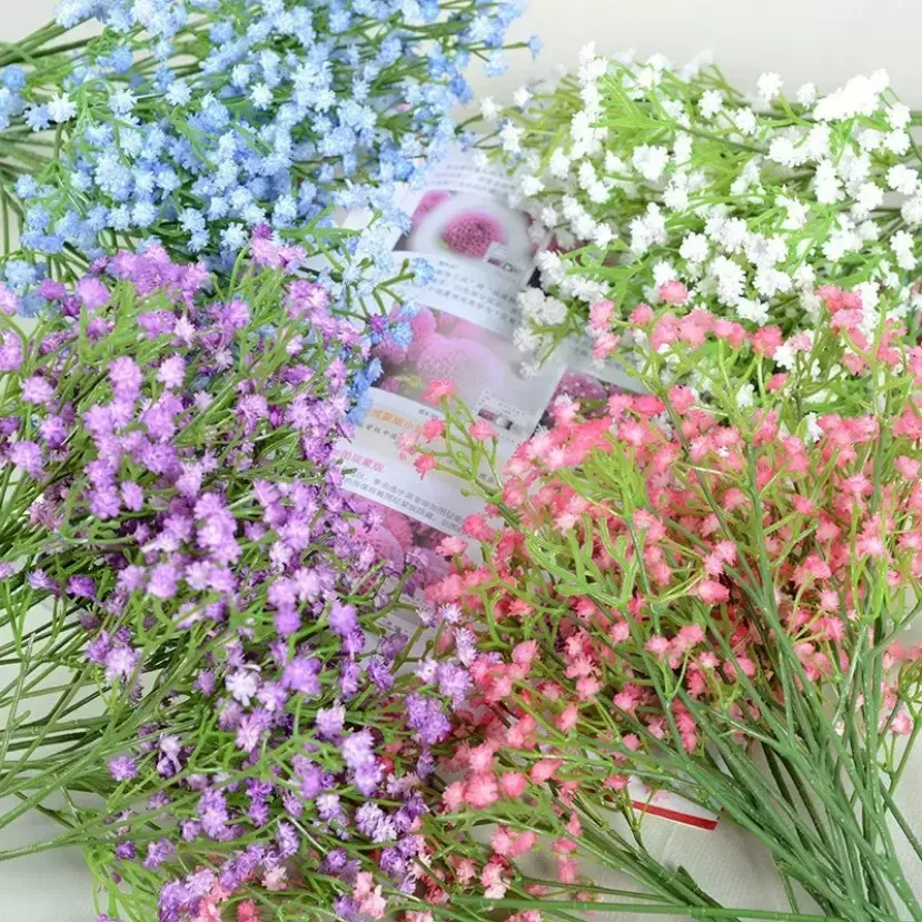 Fleurs artificielles en plastique souffle de gypsophile bricolage Arrangement de Bouquets de fleurs pour la décoration de la maison de mariage 915