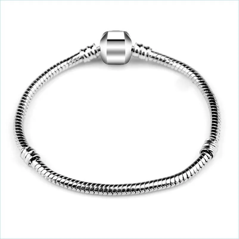 Länkkedja 100% Original 925 Sterling Sier Snake Chain Bangle Armband med certifikat 16-23cm för kvinnor Drop Delivery 2021 Jewelry DH7UN