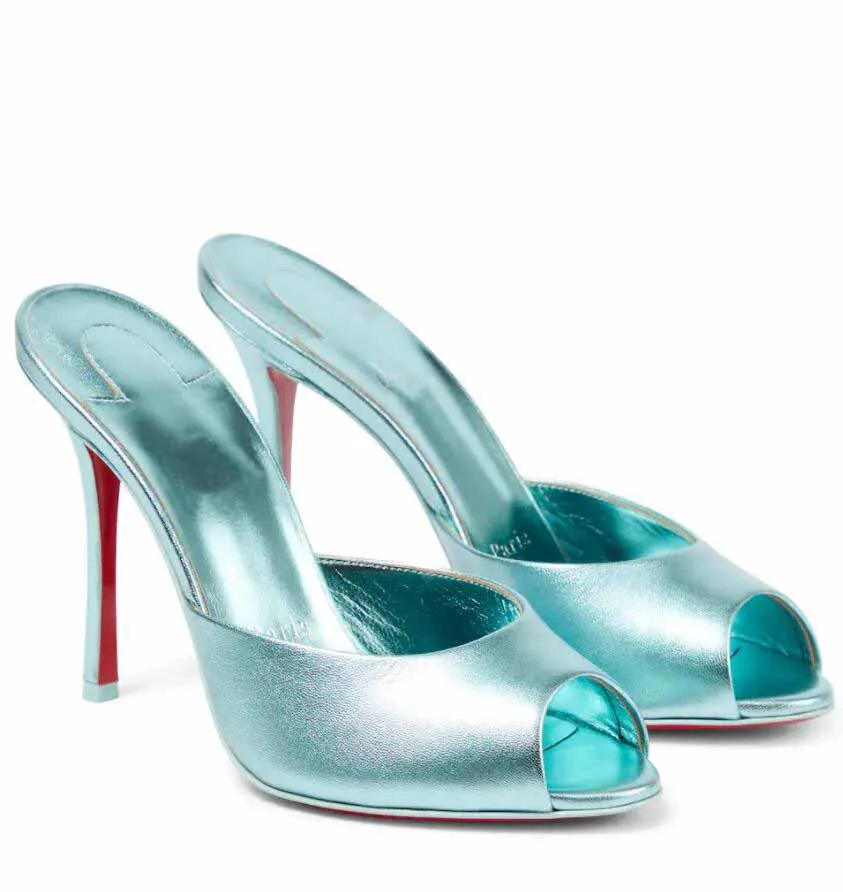 Metallic mules heels top