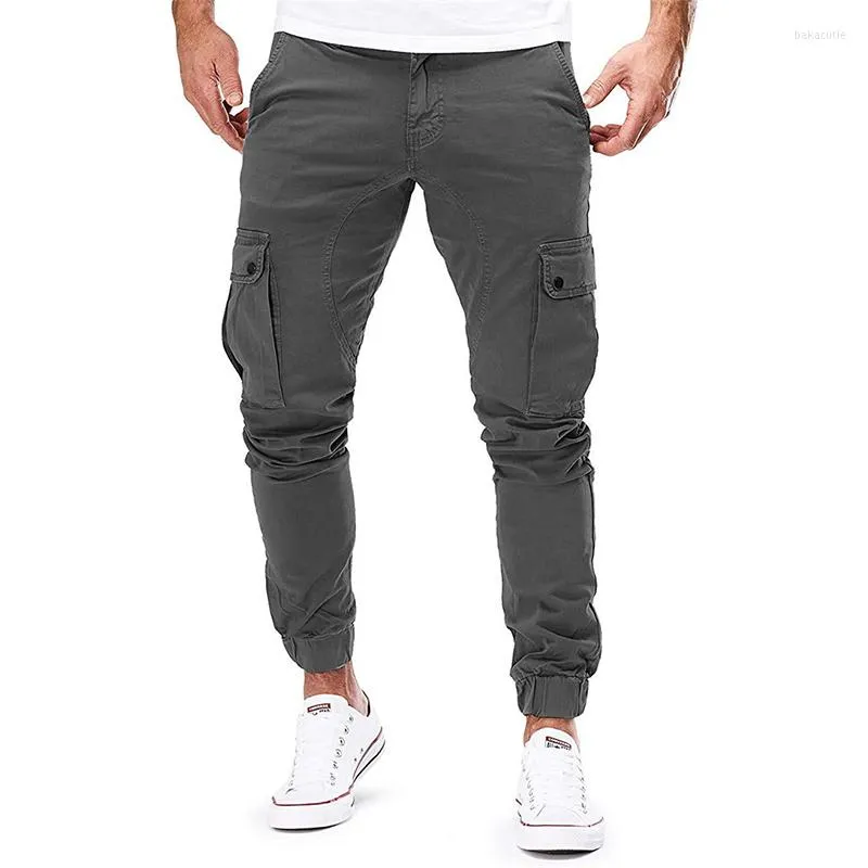 Mäns byxor avslappnade män mode stor pocket hip hop harem outwear sweatpants mens joggers manliga byxor pantaloner botten fast