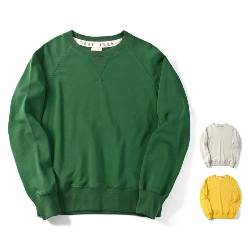 Мужские толстовка толстовок японская ретро зеленая тяжелая капюшона мужчина весенняя осень хлопка модный повседневный негабаритный пуловер с длинным рукавом 220915