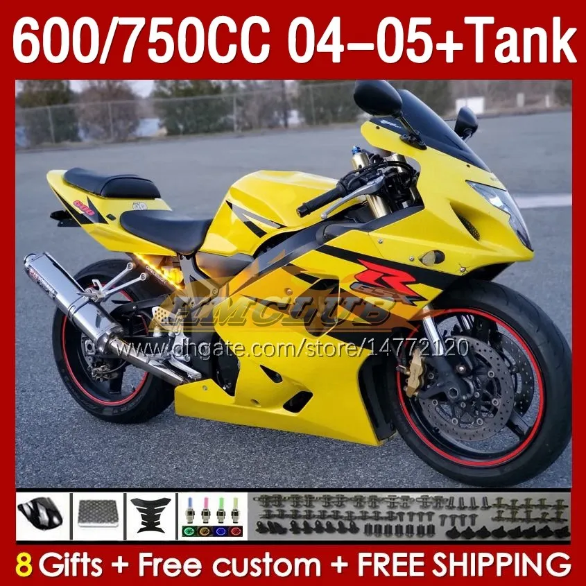 스즈키를위한 OEM 페어링 탱크 GSXR600 750CC GSXR-750 K4 GSX-R600 04-05 153NO.144 600CC GSXR 600 750 CC GSXR750 04 05 GSXR-600 2005 주사 금형 노란색 주식