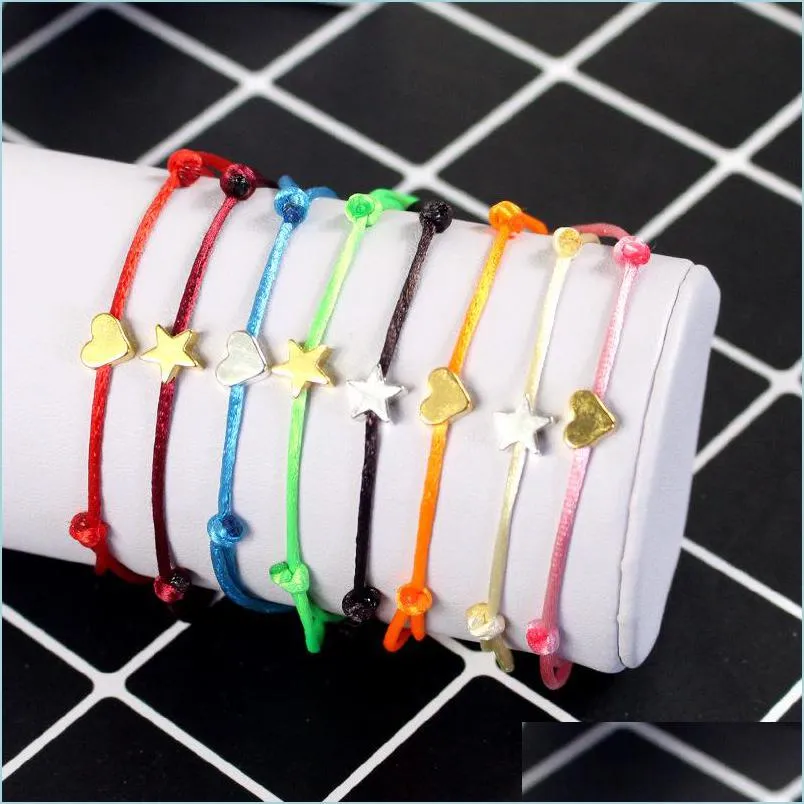 Charm Armbänder Glück Goldenes Kreuz Herz Armband Für Frauen Kinder Rote Schnur Einstellbare Handgemachte DIY Schmuck 235 R2 Drop Lieferung Dhhg0