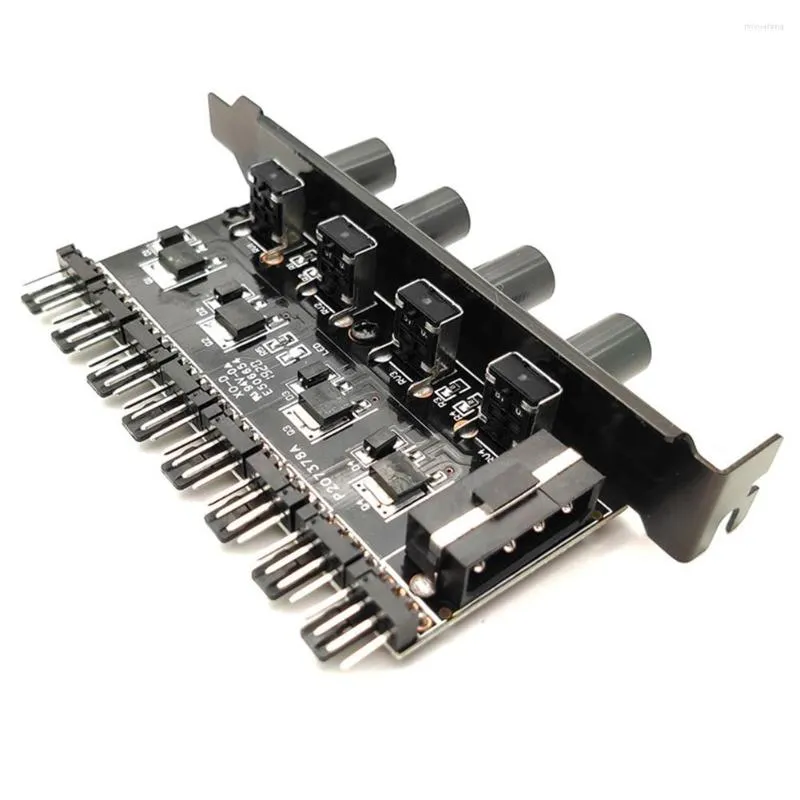 Computerkühlungen 12V PC-Gehäuseregler Splitter Lüfternabenknopf Praktischer 1 bis 3 8-Wege-4Pin-3Pin-Adapter Geschwindigkeitsregler Universal