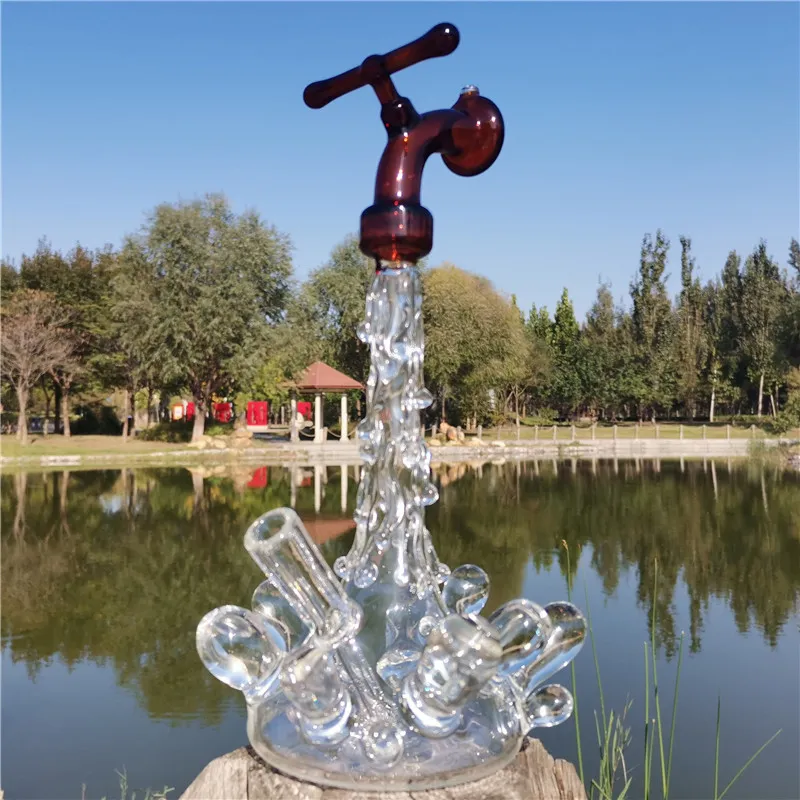 Wholesale Amber Glass Water Bong Faucet With 10MM Female Joint And CCG