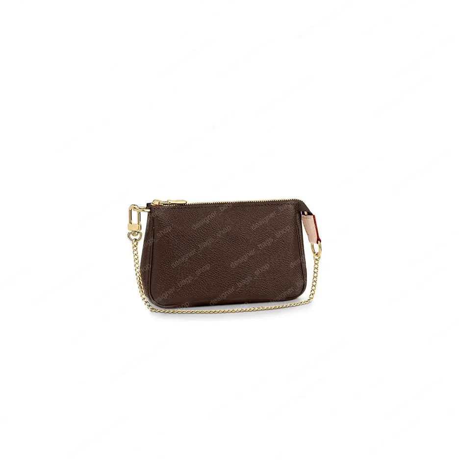Mini Pochette Accessoires Kosmetikbeutel kleine Handtasche Goldkette winzige Geldb￶rsen Clutch Bag Cross K￶rper Mono Ebene Druck Brieftasche M￼nze PO286R