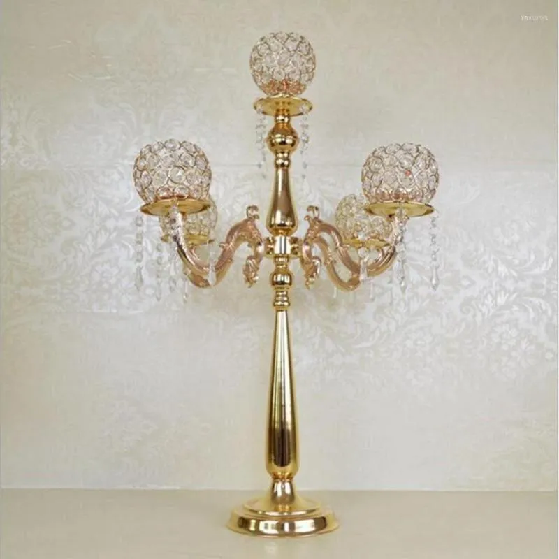 Decorazione per feste Centrotavola per candelabri in stile europeo alto 76 cm Centrotavola per portacandele in cristallo a 5 braccia