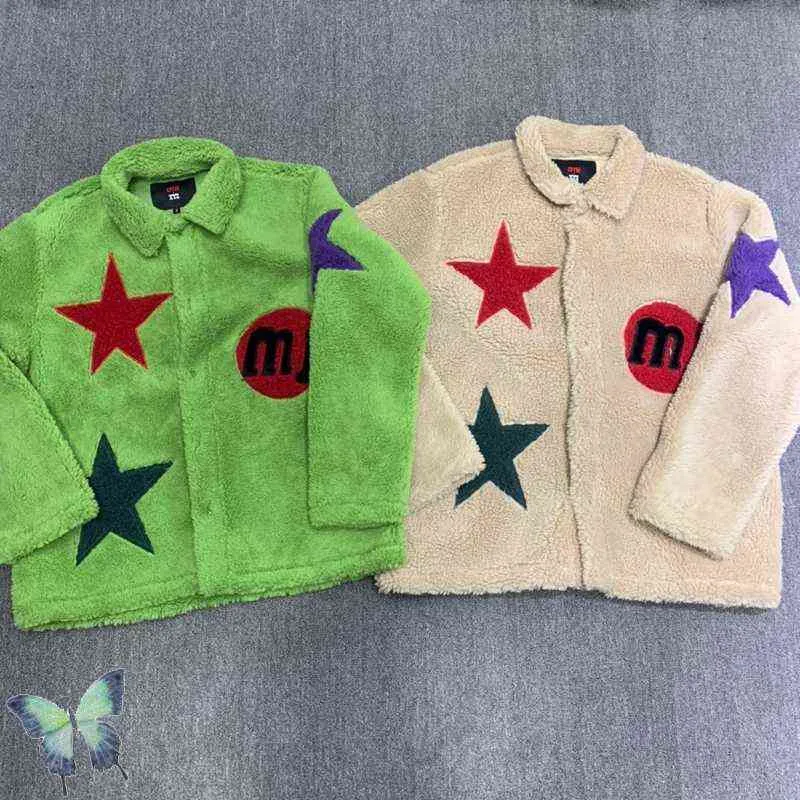 Herrjackor CPFM XYZ Lamb Wool Coat Thicked Fluff Embroidery Handmade Star High Street Button Jacket T220914