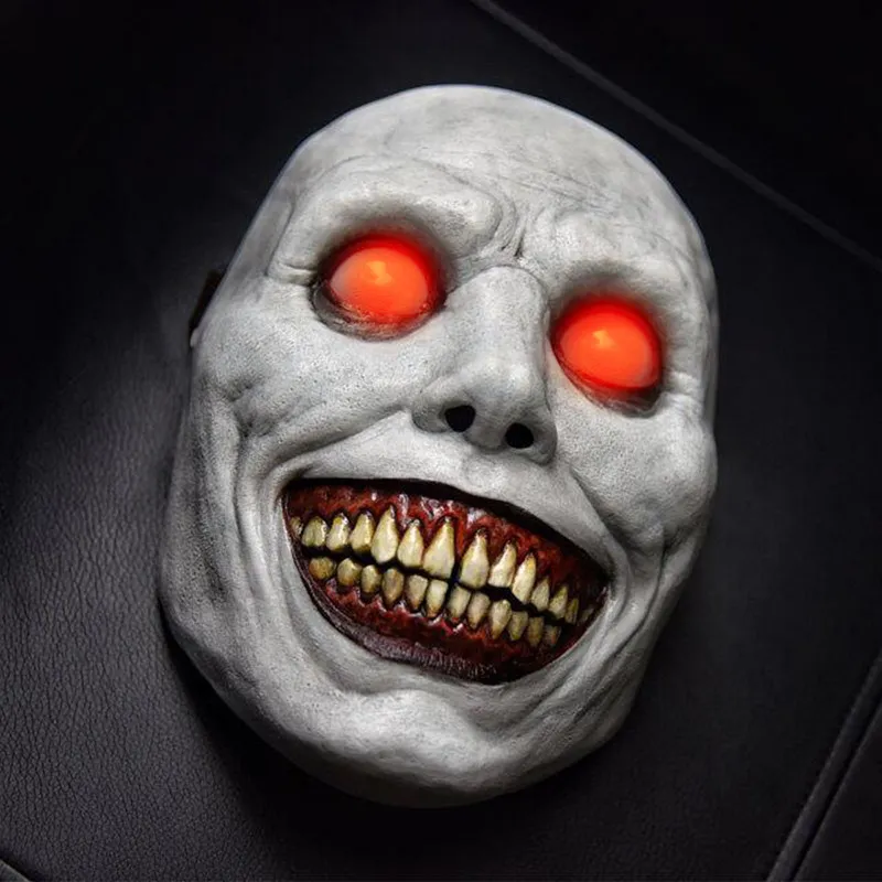Máscara De Demonio Sonriente Para Halloween - Realista, De Látex, Con Pelo Y Dientes Rojos, Talla Adulto