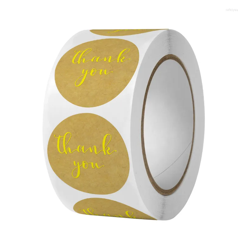 Geschenkomschakeling 500 stks Vintage Round Gold Labels Dankje Stickers 1 inch Wedding Card Envelope afdichting Label Pakboekbenodigdheden